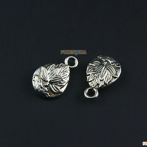 50Pcs Antique Silver Lotus Charm Lotus Pendant 15x10mm (PND1213)
