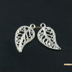 50Pcs Silver Leaf Charm Leaf Pendant 16x10mm (PND1746)
