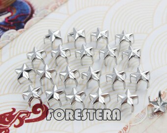 100 unids 7mm plata STAR Studs pequeños tacos de metal (SS07)