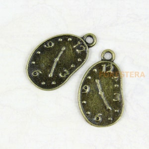 30Pcs Antique Brass Irregular Clock Charm Irregular Clock Pendant 19x13mm (PND247)