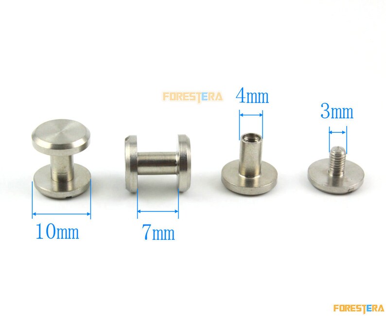 SSF10X7 20 Set 10*7mm 304 Stainless Steel Rivet Chicago Screw for Leather Craft Flat Head