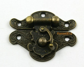 1Pcs Antique Brass Jewelry Box Hasp Latch Lock 37x27mm with Screws (HASP002)