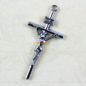 10Pcs Silver Cross Charm Cross Pendant 47x23mm (PND639)