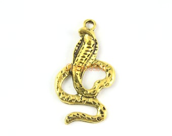 50Pcs Antique Gold Elapid Snake Charm Snake Pendant 18x35mm (PND955-13322)