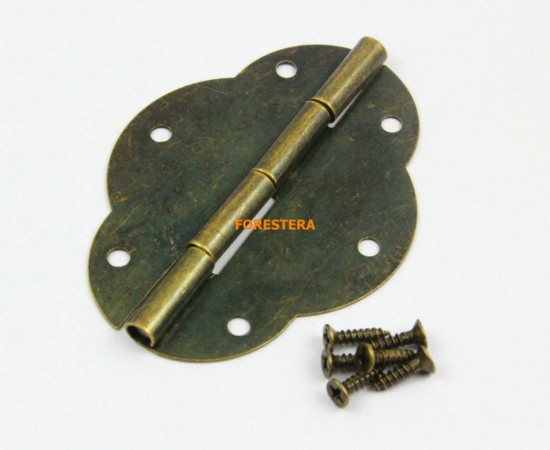 10Pcs Antique Brass Flower Hinge Box Hinge 56x42mm HINGE20 image 1