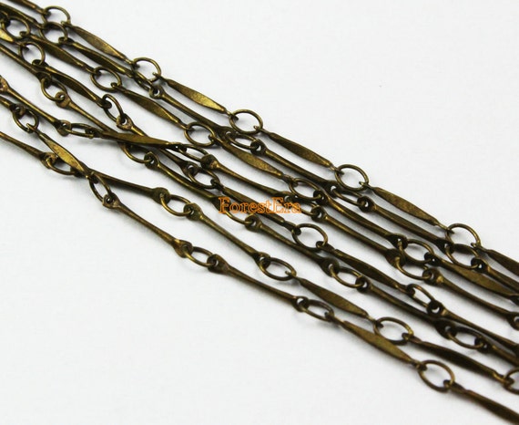 2M 6.56 feet Unfinished Chains Necklaces Curb Chain 9x5.5x0.9mm Antique Brass 