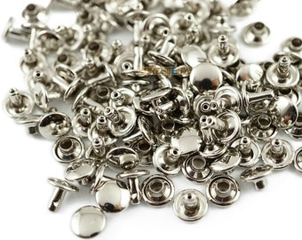 Size: 8*6mm Silver Double Cap Round Rapid Rivet Punk Rock Leathercraft Rivet 8*6mm [Cap Diameter*Shank length] (SR-RI8x6)