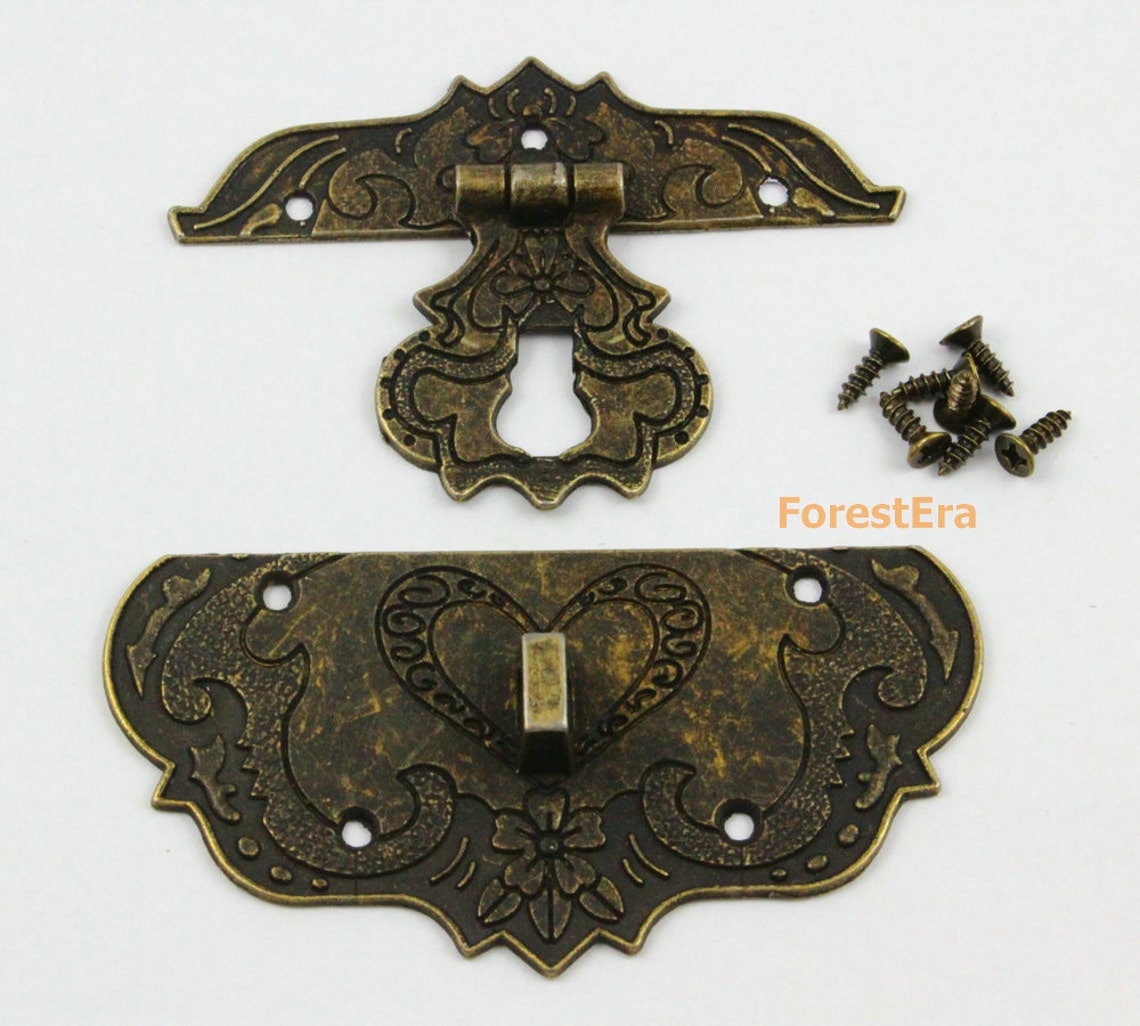 1pcs Antique Brass Jewelry Box Hasp Latch Lock 7755mm With Etsy