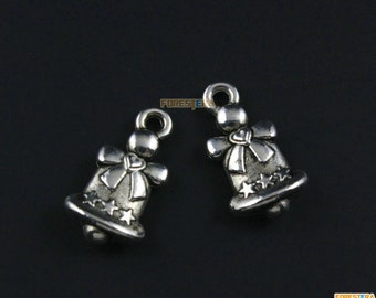 50Pcs Antique Silver Bell Charm Bell Pendant Christmas Bell Charm 14x9mm (PND1411)