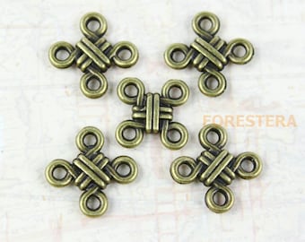 25Pcs Antique Brass Chinese knot Charm Chinese knot Connector 11x11mm (PND190)
