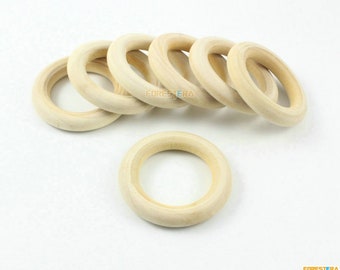 10Pcs Unfinished Wood Ring Natural Wooden Rings Wood Beads 45mm (MQ07)