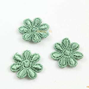 20 Pieces Flower Lace Applique Green Cotton Embroidered Lace Patch 2cm (LACE157)