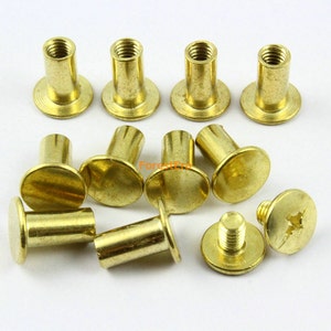 25Pcs 9x10mm Brass Plated Chicago Screw Stud Rivet Belt Strap Fastener (BCHI10)