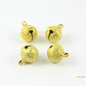 10Pcs 14mm Frosted Gold Bells Jingle Bells Christmas Bells Pet Bells (Bell93)