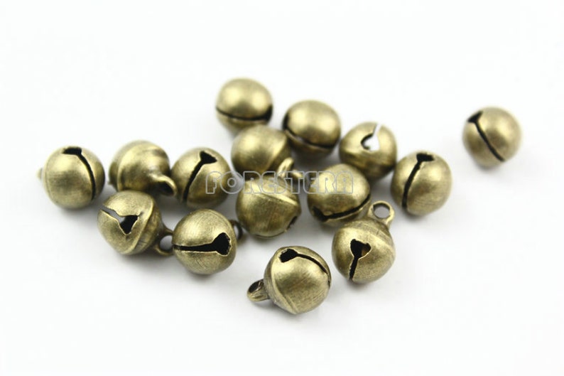 50Pcs 8mm Antique Brass Bells Jingle Bells Charm Bead BBEL08 image 1