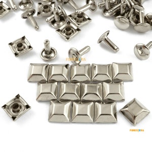10mm Silber Leiter Platz Pyramide Doppel Cap Rapid Rivet Punk Rock Lederhandwerk Niete (STR10)