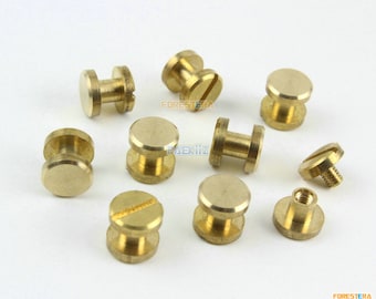 40 Pieces 8*4mm Leather Craft Belt Wallet Solid Brass Nail Rivet Chicago Screw Flat Head (PABR02)