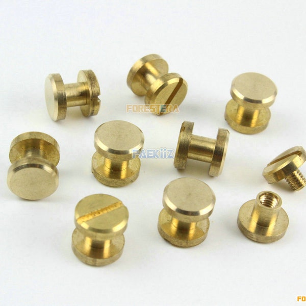 40 Pieces 8*4mm Leather Craft Belt Wallet Solid Brass Nail Rivet Chicago Screw Flat Head (PABR02)