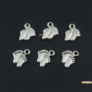 50Pcs Antique Silver Feet Charm Feet Pendant Little Feet Charm 9x8mm (PND1859)