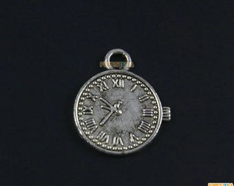 50Pcs Antique Silver Clock Charm Clock Pendant 19x16mm (PND1563)