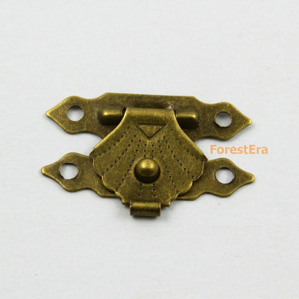 5Pcs Antique Brass Jewelry Box Hasp Latch Lock 29x19mm with Screws (HASP044)