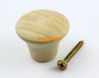 1Pcs Unfinished Wood Knob Wooden Dresser Handle Drawer Knob Pull Cabinet Cupboard Handle Knob 32x27mm (WKN5)