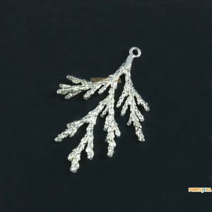 2Pcs Silver Leaf Charm Leaf Pendant Pine Tree Branch Pendant 36x24mm (PND1650)