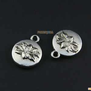 30Pcs Antique Silver Lotus Charm Lotus Pendant 13mm (PND1214)