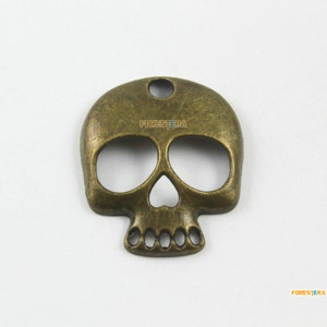 10Pcs Antique Brass Skull Charm Skull Pendant 34x30mm (PND1844)