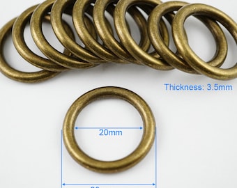 10Pcs Antique Brass O Ring Metal O Ring Inner Diameter 19.5mm (B-G8115)