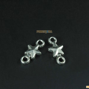 50 unids plata antigua estrella encanto colgante estrella conector 15x7 mm (PND1310)