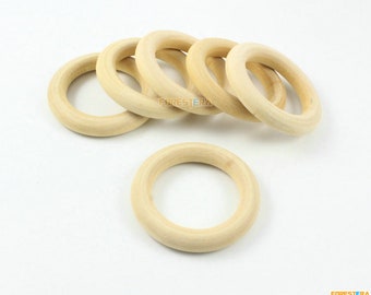 10Pcs Unfinished Wood Ring Natural Wooden Rings Wood Beads 50mm (MQ08)