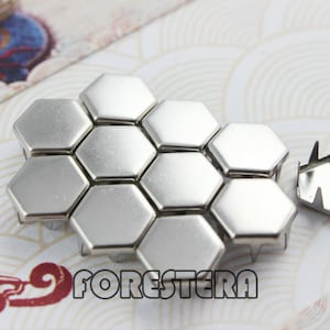 500Pcs 10mm Silver Flat Regular Hexagon Studs (SH10)