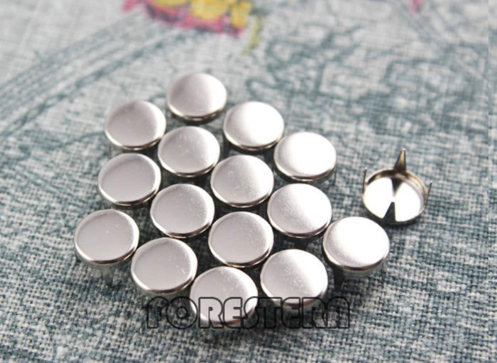 100pcs 8mm Silver Flat Round Studs Metal Studs SFR08 Etsy