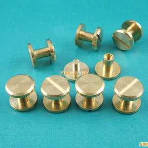10/6mm Solid Brass Rivet Chicago Screw per Portafoglio cintura artigianale in pelle / testa piatta (FB10X6)