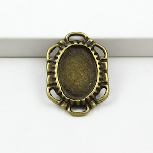 30Pcs Antique Brass Oval Cabochon Base Setting Charm Pendant 23x16mm - Inside: 14x10mm (BASE023-20784)