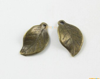 50Pcs Antique Brass tree leaf Charm tree leaf Pendant 18X11mm (PND1753)