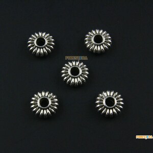 100Pcs Antique Silver Bead Spacer Round Bead Spacer For Jewerly 7mm (PND1375)