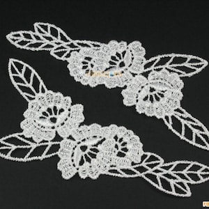 6 Pieces Flower Lace Applique White Terylene Embroidered Lace Patch 11.5x5cm (LACE401)