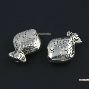 10Pcs Antique Silver Fish Bracelet Bead Fish Chain Bead Fish Bead 20x15mm (PND1352)