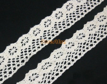 5 Yards 23mm Ivory Beige Floral Emboridery Lace Trim Lace Ribbon (LACE05-26483)
