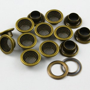 300Pcs 12mm Antique Brass Mesh Grommet Eyelet   - 12mm x 7mm x 5mm OD * ID * Height -   (BMRG12)