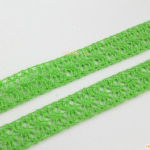Cotton Lace Trim Green Floral Lace Ribbon 1.2cm Width -- 5 Yards (LACE75)
