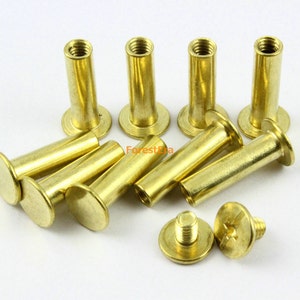 25Pcs 9x18mm Brass Plated Chicago Screw Stud Rivet Belt Strap Fastener (BCHI18)