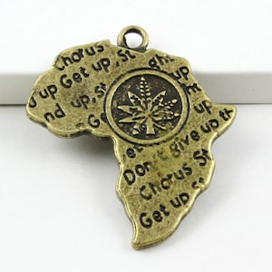 6Pcs Antique Brass Africa Map Charm Africa Map Pendant 35x35mm (PND399)