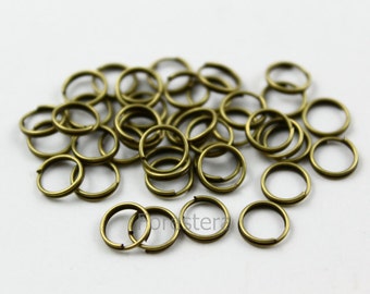 100Pcs 7mm  Antique Brass Double Loop Open Jump Ring Brass Plated O Rings (PND136)