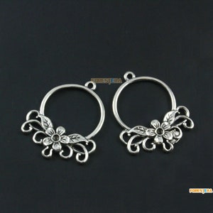 20Pcs Antique Silver Earring Connector Charm Earring Pendant 35x27mm (PND1803)