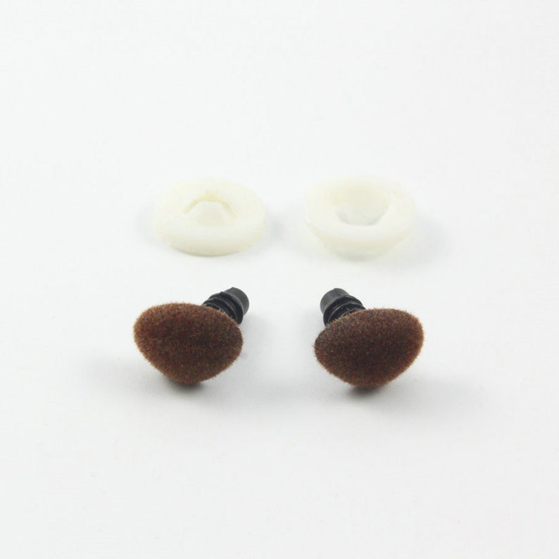 Safety Animal Doll Nose WWBZ12 60 Pieces 11mm Brown Fuzzy Flock Nose Teddy Bear Nose Come With 60 pieces Washers