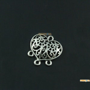 30Pcs Antique Silver Earring Connector Charm Earring Pendant Heart Charm 20x19mm (PND1805)
