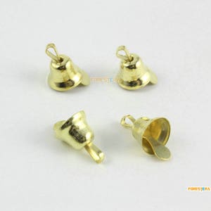 100Pcs 10x11mm Gold Bells Christmas Bells Pet Bells Trumpet Bell (Bell40)